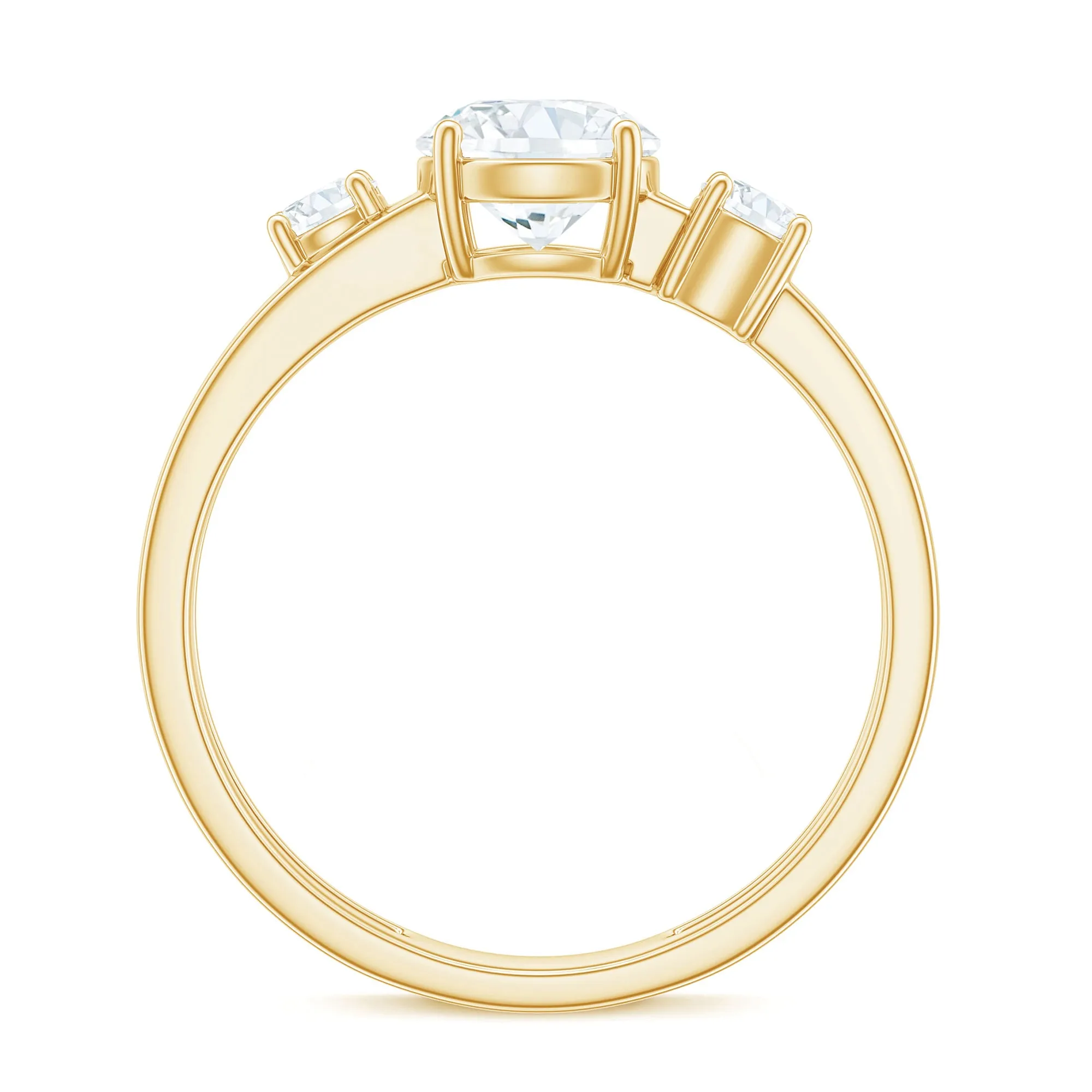 Certified Cubic Zirconia Three Stone Double Band Ring