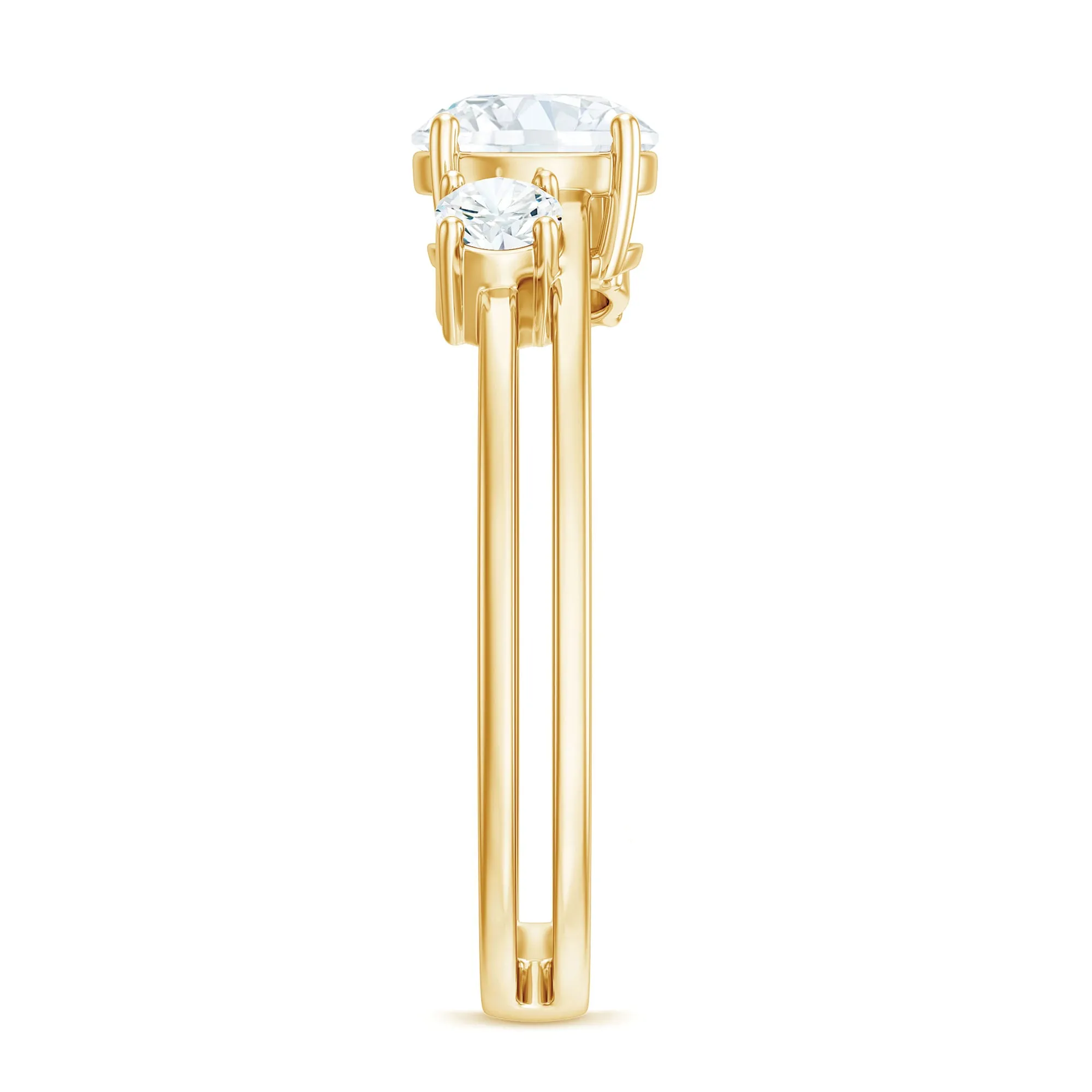 Certified Cubic Zirconia Three Stone Double Band Ring