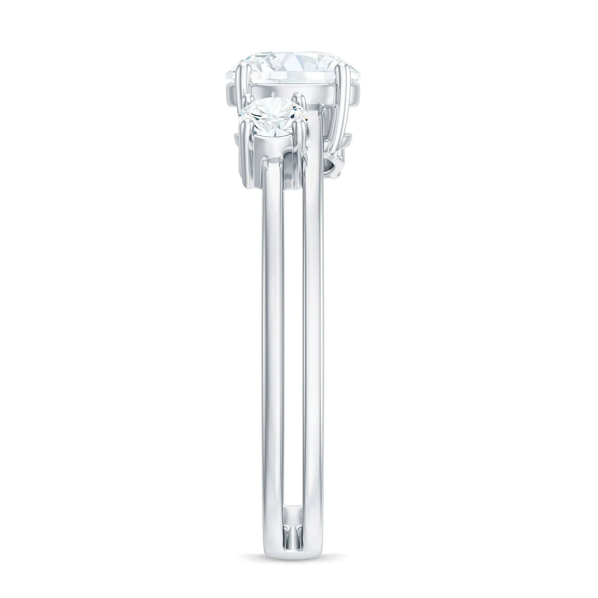 Certified Cubic Zirconia Three Stone Double Band Ring