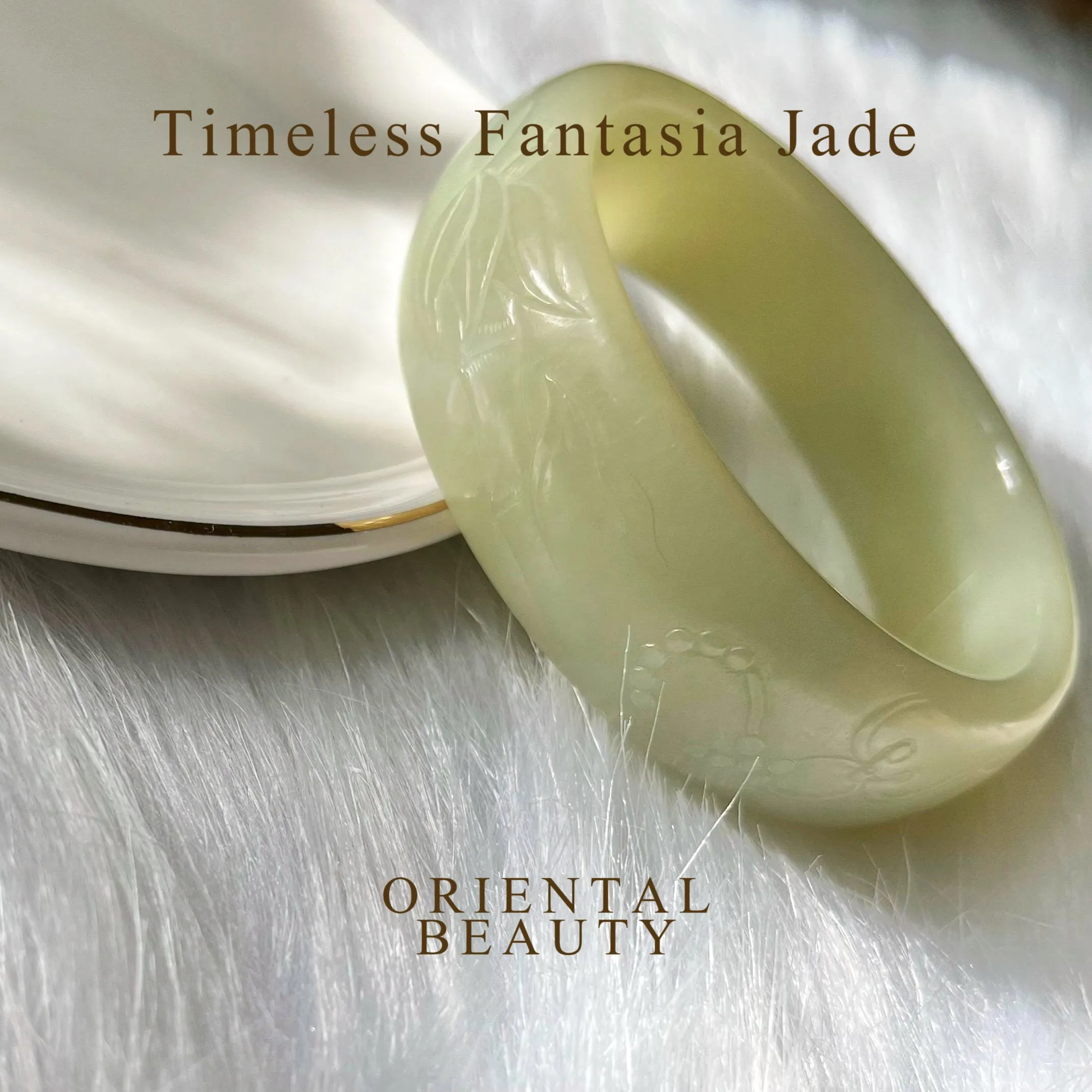 Certified greenish yellow finely carved budda and bamboo genuine nephrite jade bracelet bangle - inner diameter 55mm