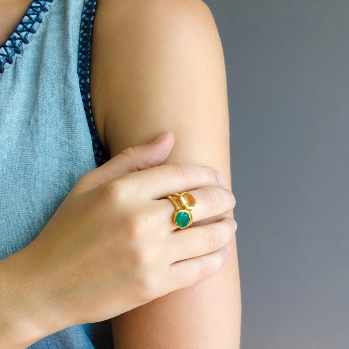 Champagne Citrine Oval Ring : November Birthstone