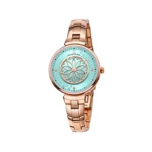 Cherry Blossom 32mm Blue Mother Of Pearl Dial Sakura Petal Hand Rose Gold Bracelet Watch