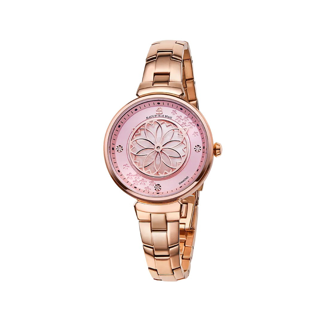 Cherry Blossom 32mm Pink Mother Of Pearl Dial Sakura Petal Hand Rose Gold Bracelet Watch