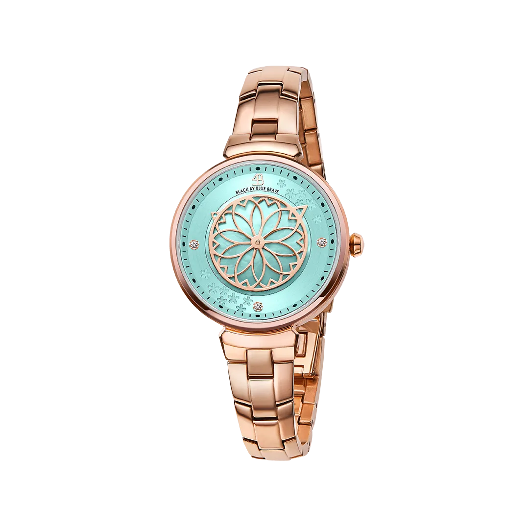 Cherry Blossom 32mm Pink Mother Of Pearl Dial Sakura Petal Hand Rose Gold Bracelet Watch