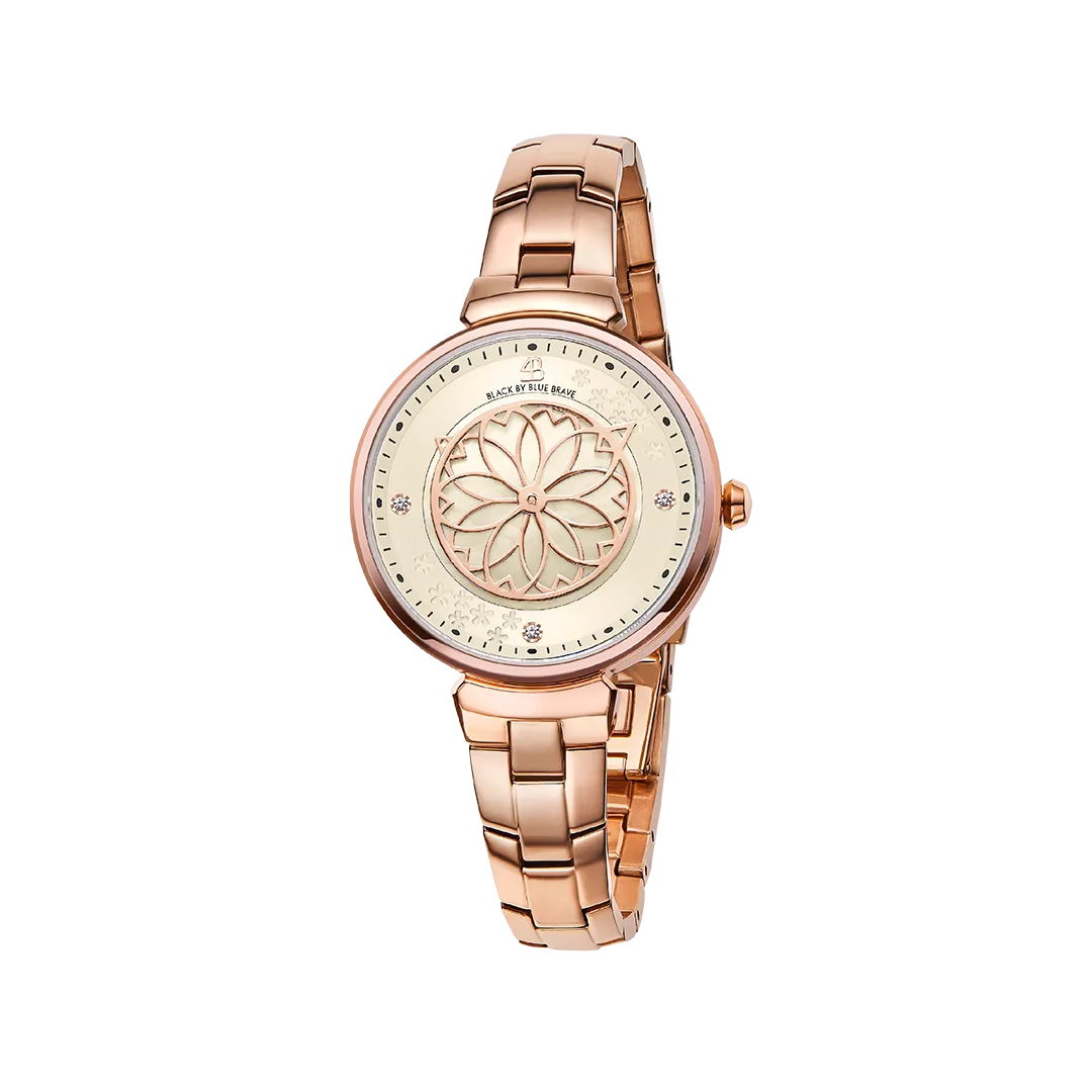Cherry Blossom 32mm Pink Mother Of Pearl Dial Sakura Petal Hand Rose Gold Bracelet Watch