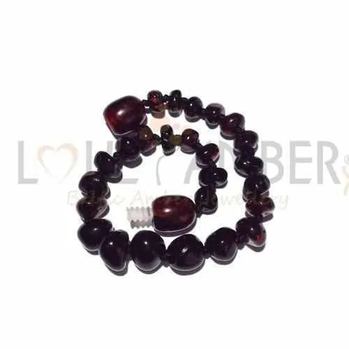 Child Blackforest Polished Dark Cherry Baltic Amber Anklet Bracelet