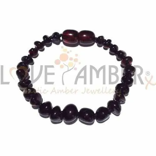 Child Blackforest Polished Dark Cherry Baltic Amber Anklet Bracelet