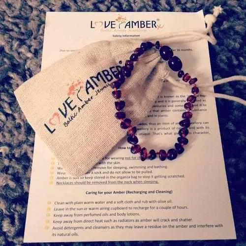 Child Cherryaid Raw Dark Cherry Baltic Amber Anklet Bracelet