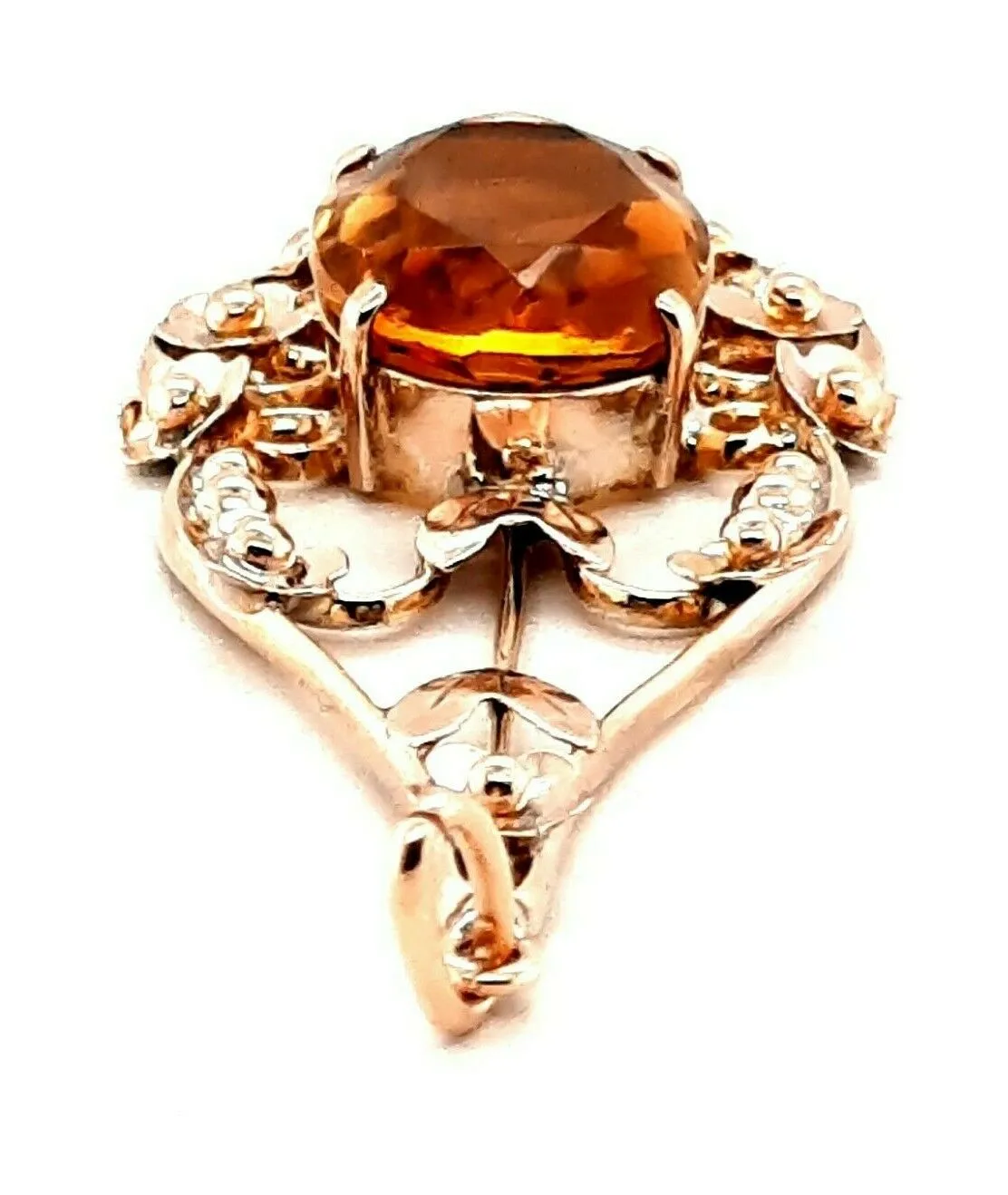 Citrine 9ct Yellow Gold Pendant with Floral Surround