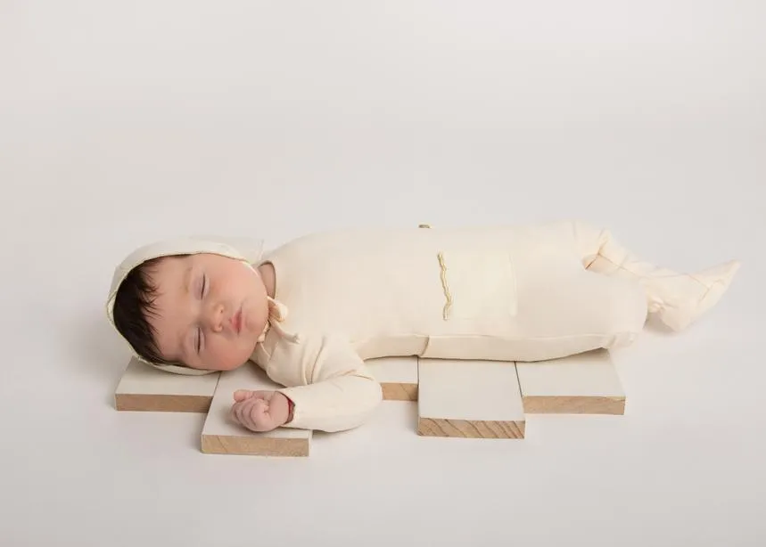 Citrine Baby Footie Vanilla Gold Embroidered Pocket Footie