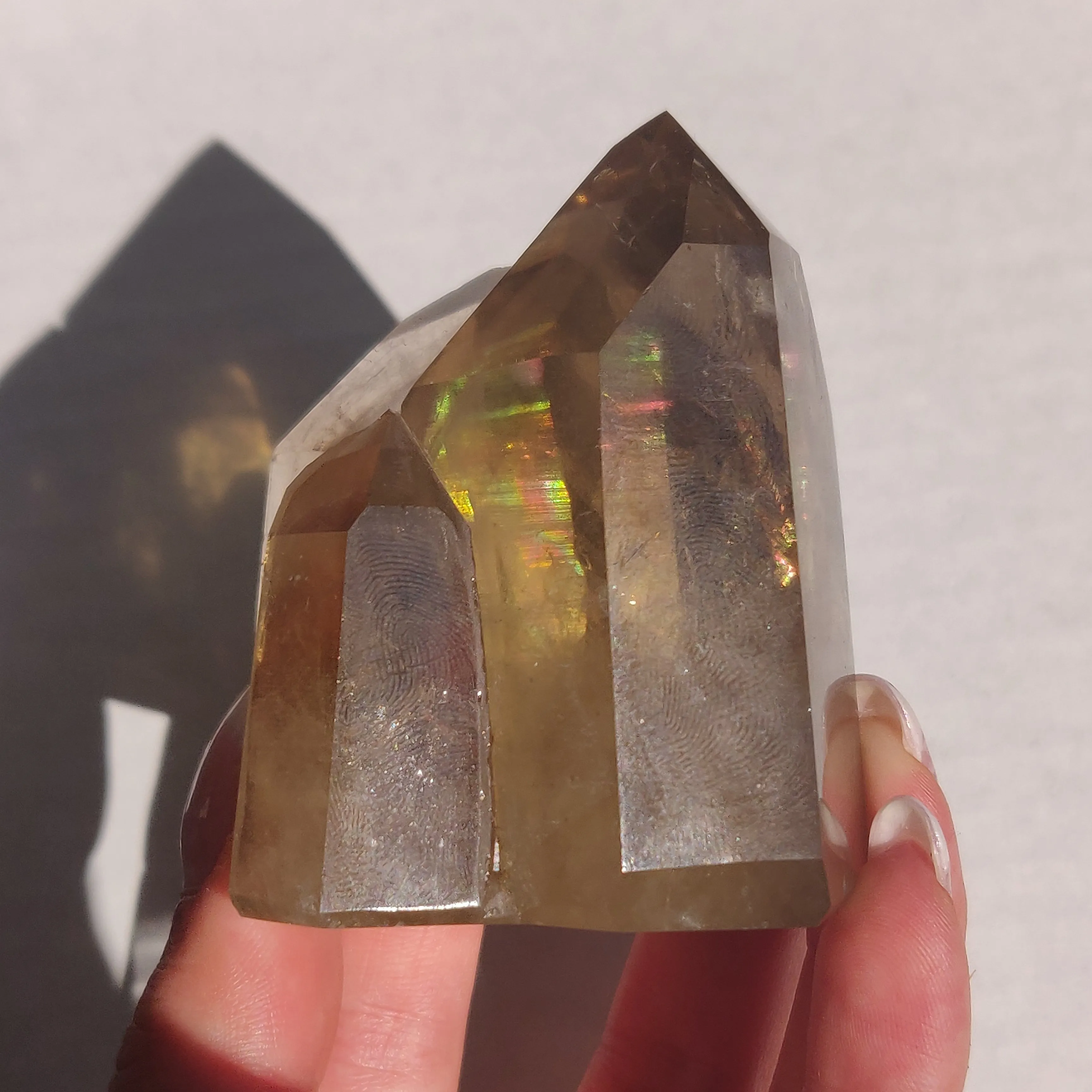 Citrine Cluster Points with Rainbow Inclusons (#12E)