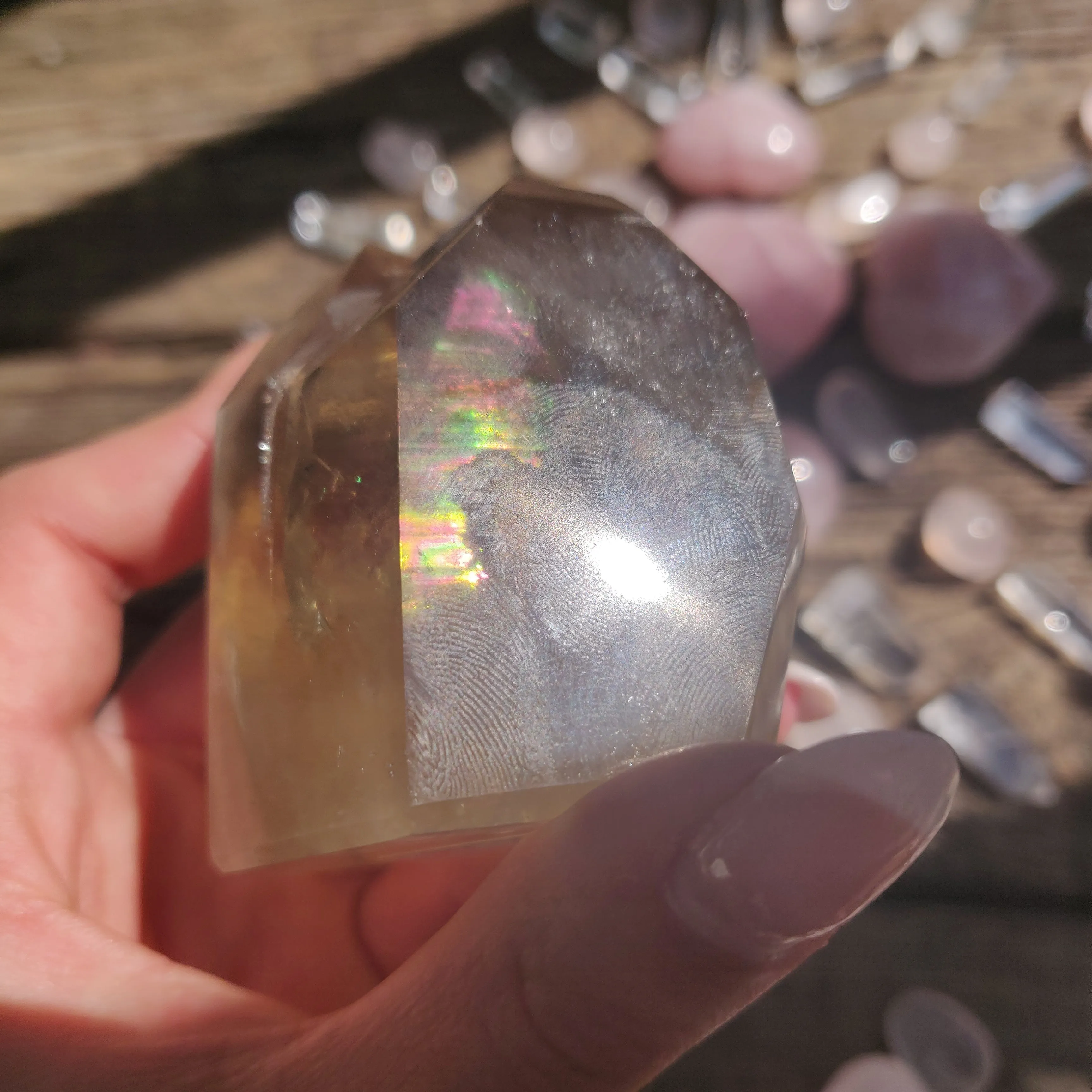 Citrine Cluster Points with Rainbow Inclusons (#12E)