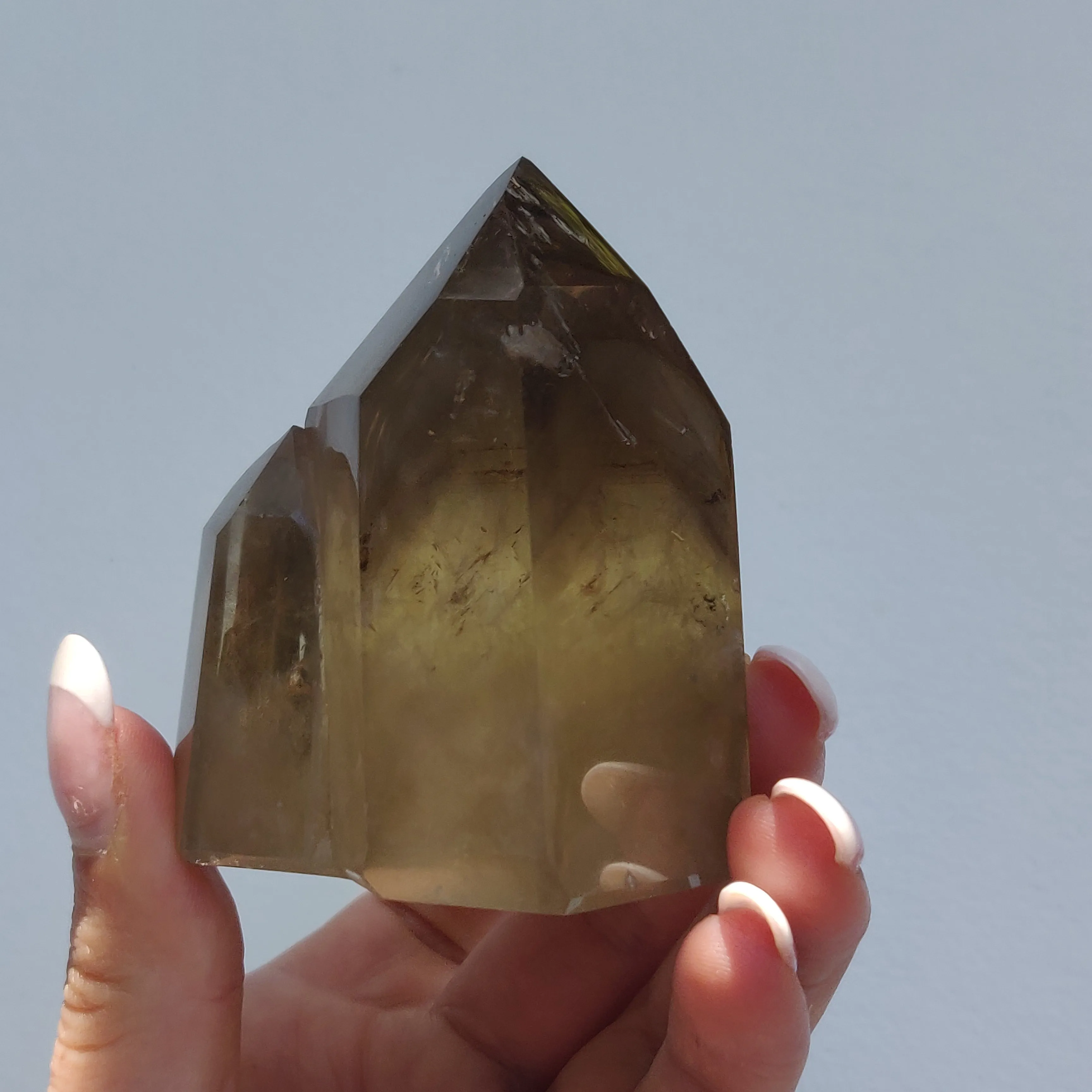 Citrine Cluster Points with Rainbow Inclusons (#12E)