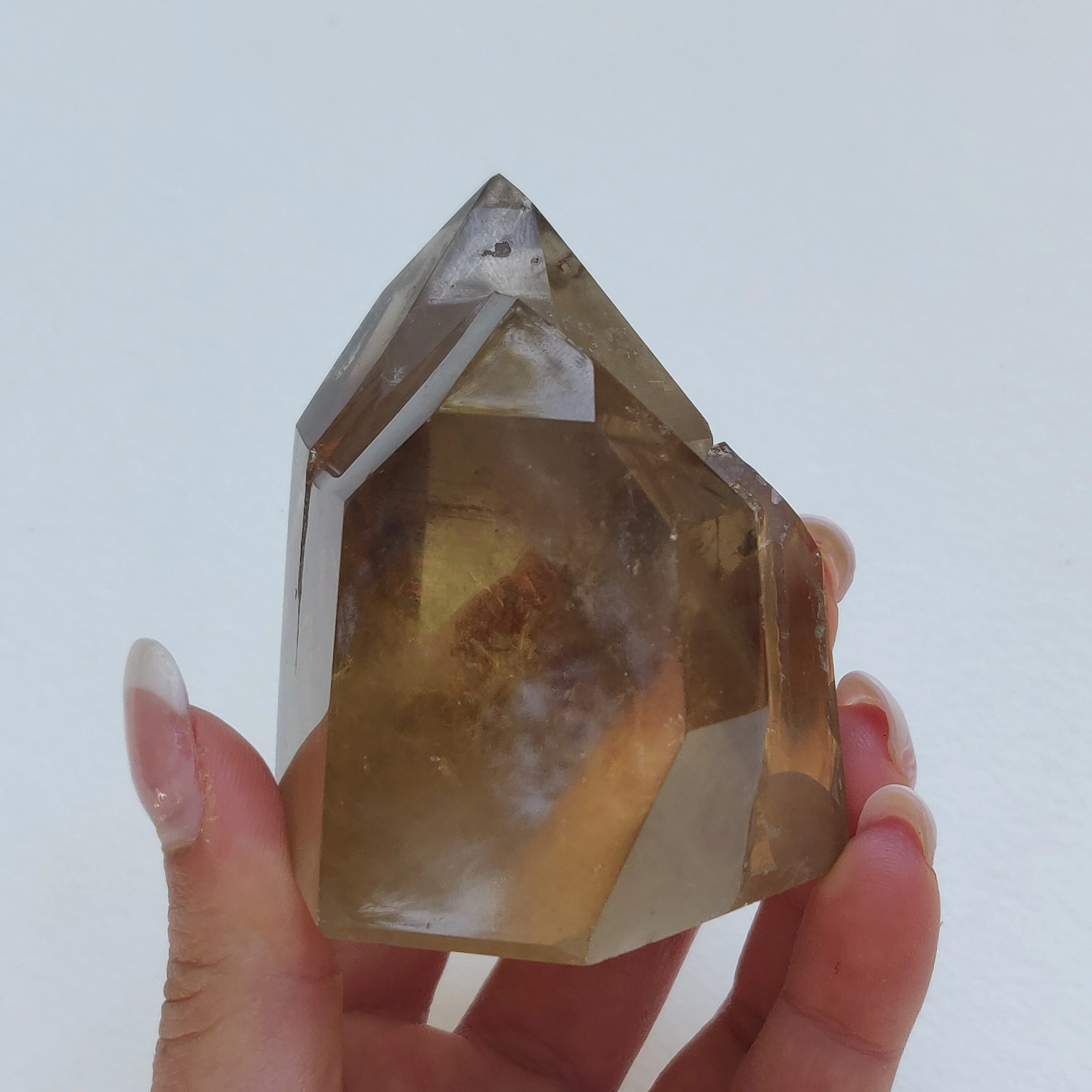 Citrine Cluster Points with Rainbow Inclusons (#12E)