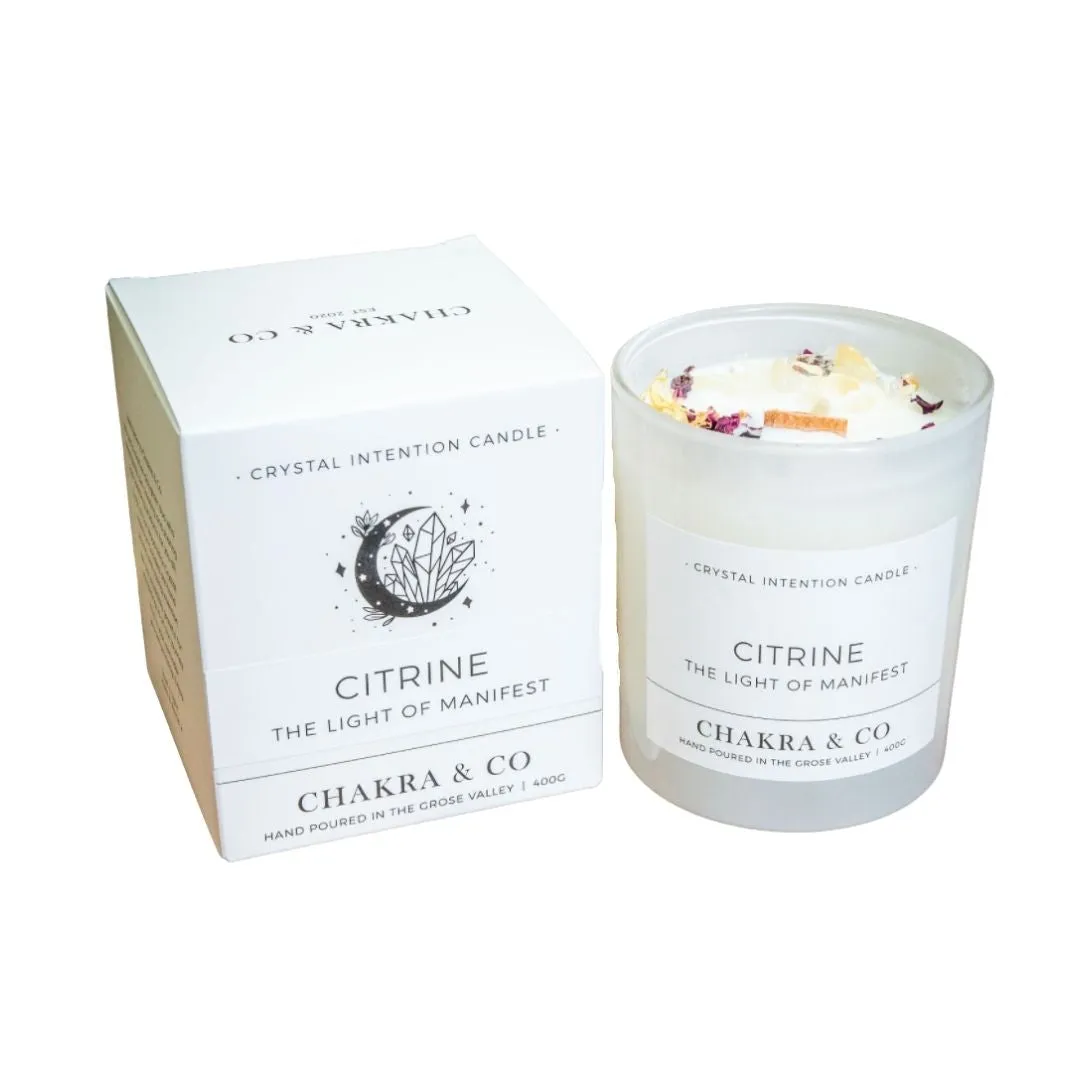 Citrine Crystal Intention Candle 400g