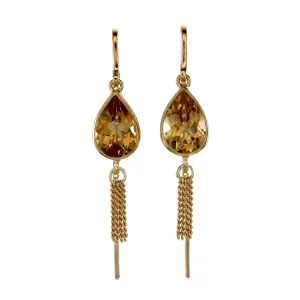 CITRINE TEARDROP TASSEL PULL THROUGH - GOLD