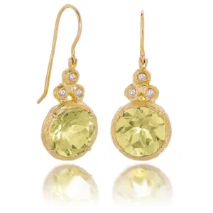 Color Collection 14KT Yellow Gold Lemon Topaz & Diamond Hook Earrings