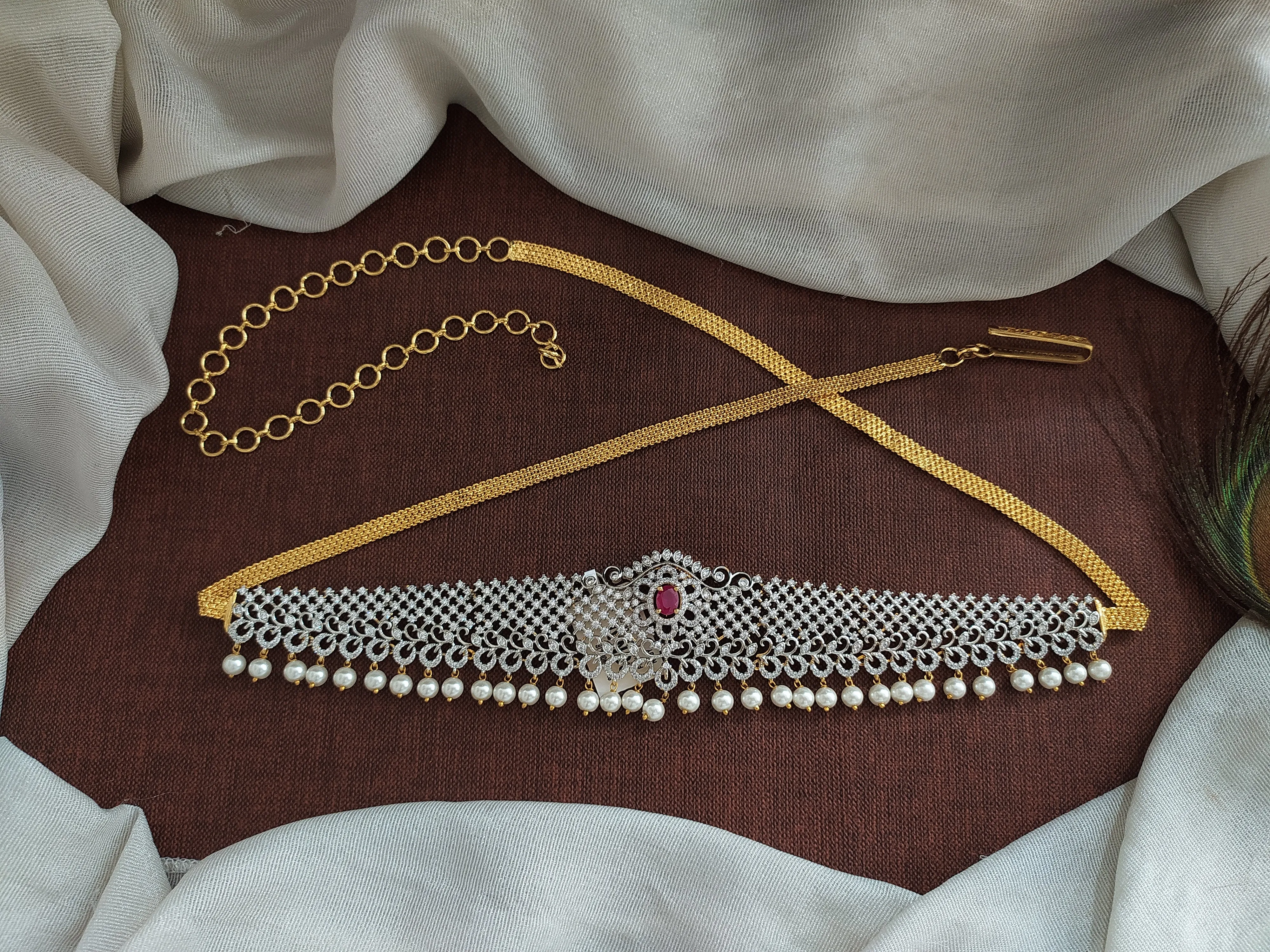 Dazzle and Define With Gold & Silver Dual-Tone Zircon Hip Chain