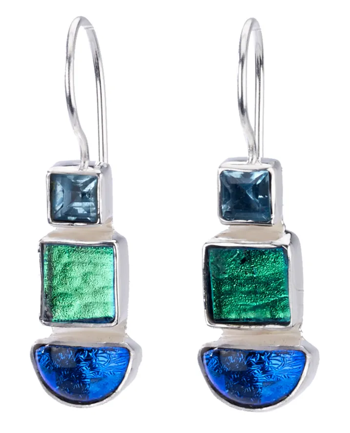 Dichroic Glass Triple Earrings