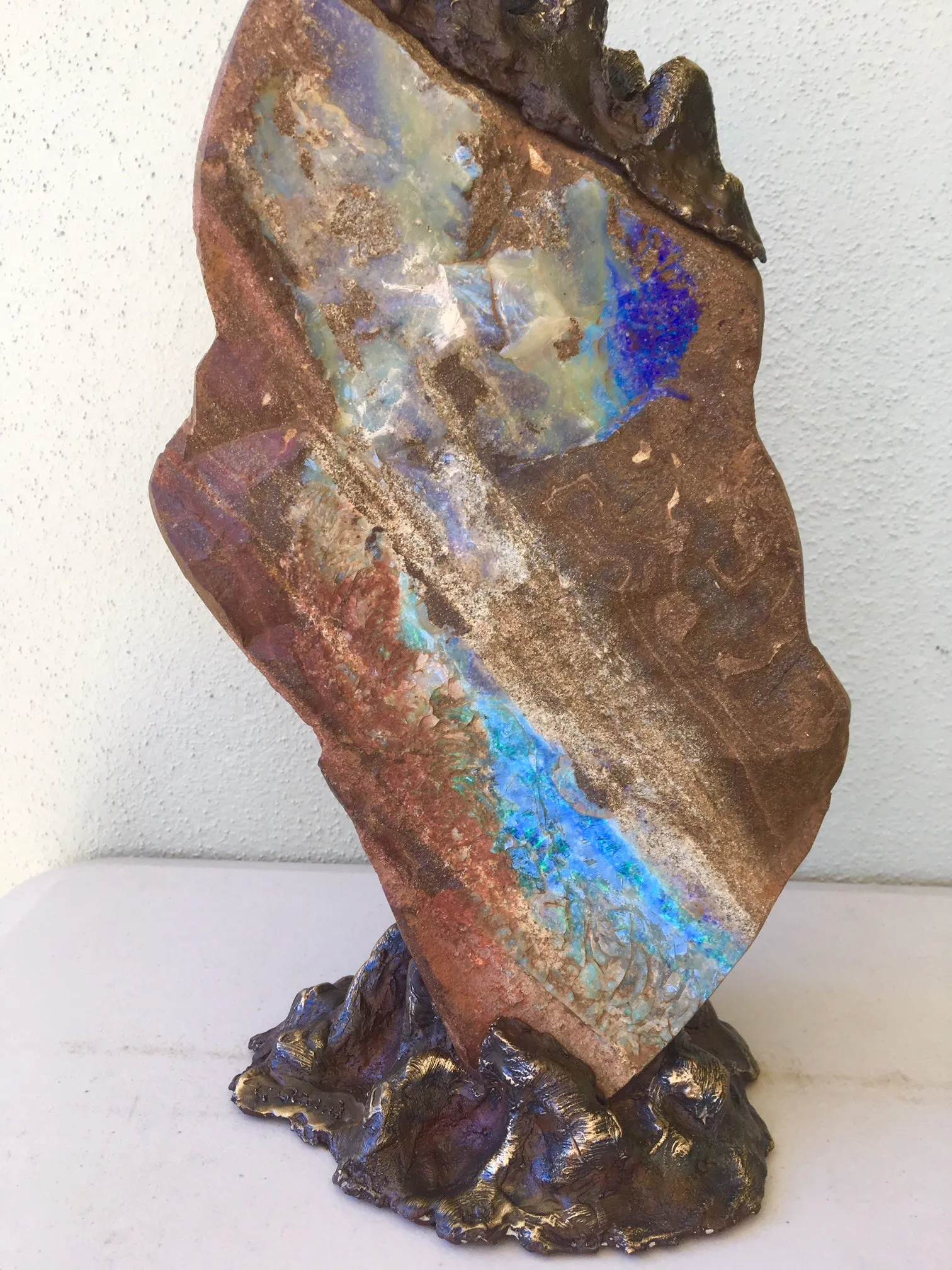 Eagles in Flight on Bright Green and Violet Boulder Opal