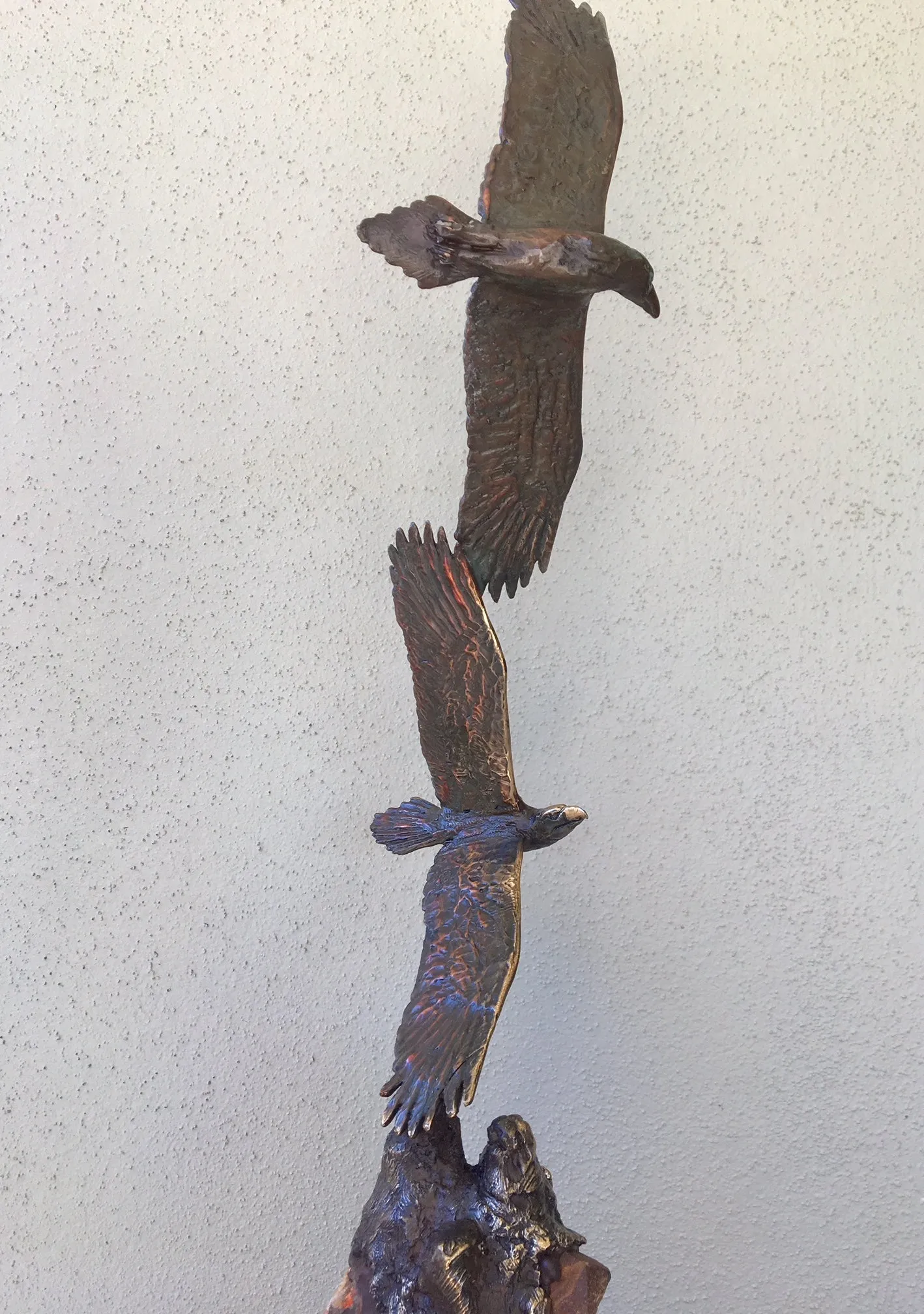 Eagles in Flight on Bright Green and Violet Boulder Opal