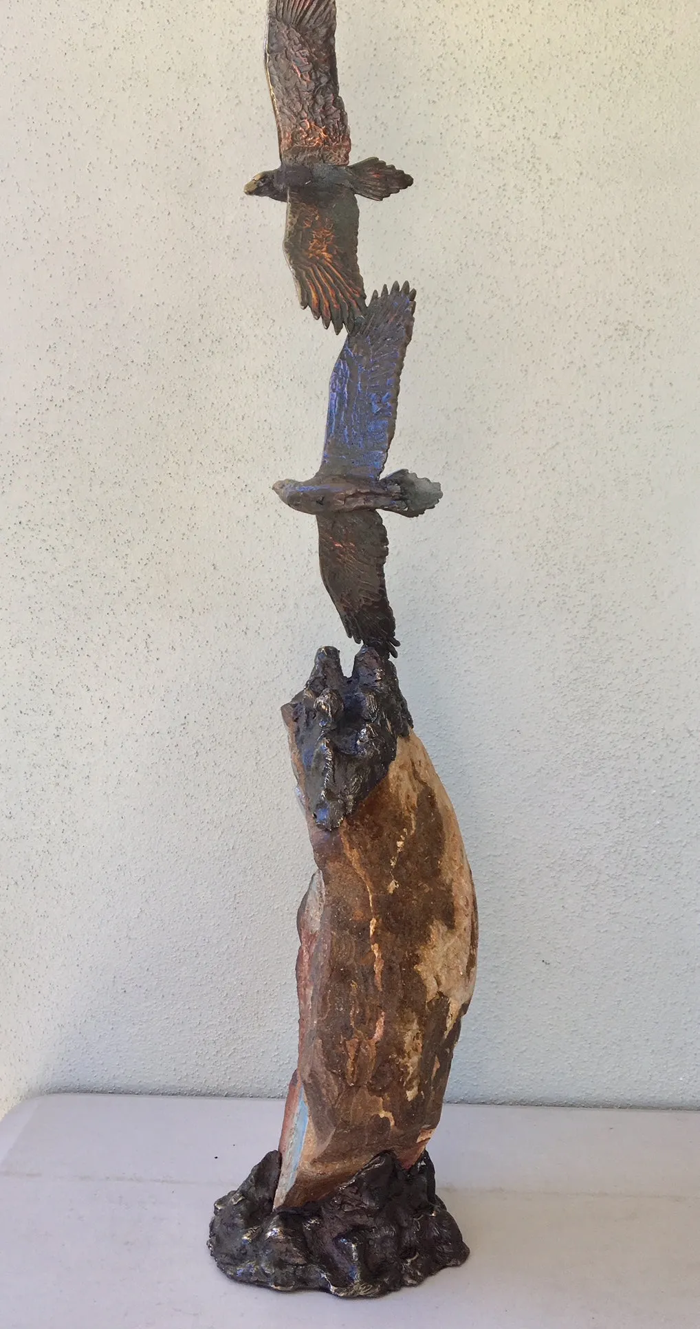 Eagles in Flight on Bright Green and Violet Boulder Opal