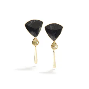 Earrings with Diamond & Psilomelene