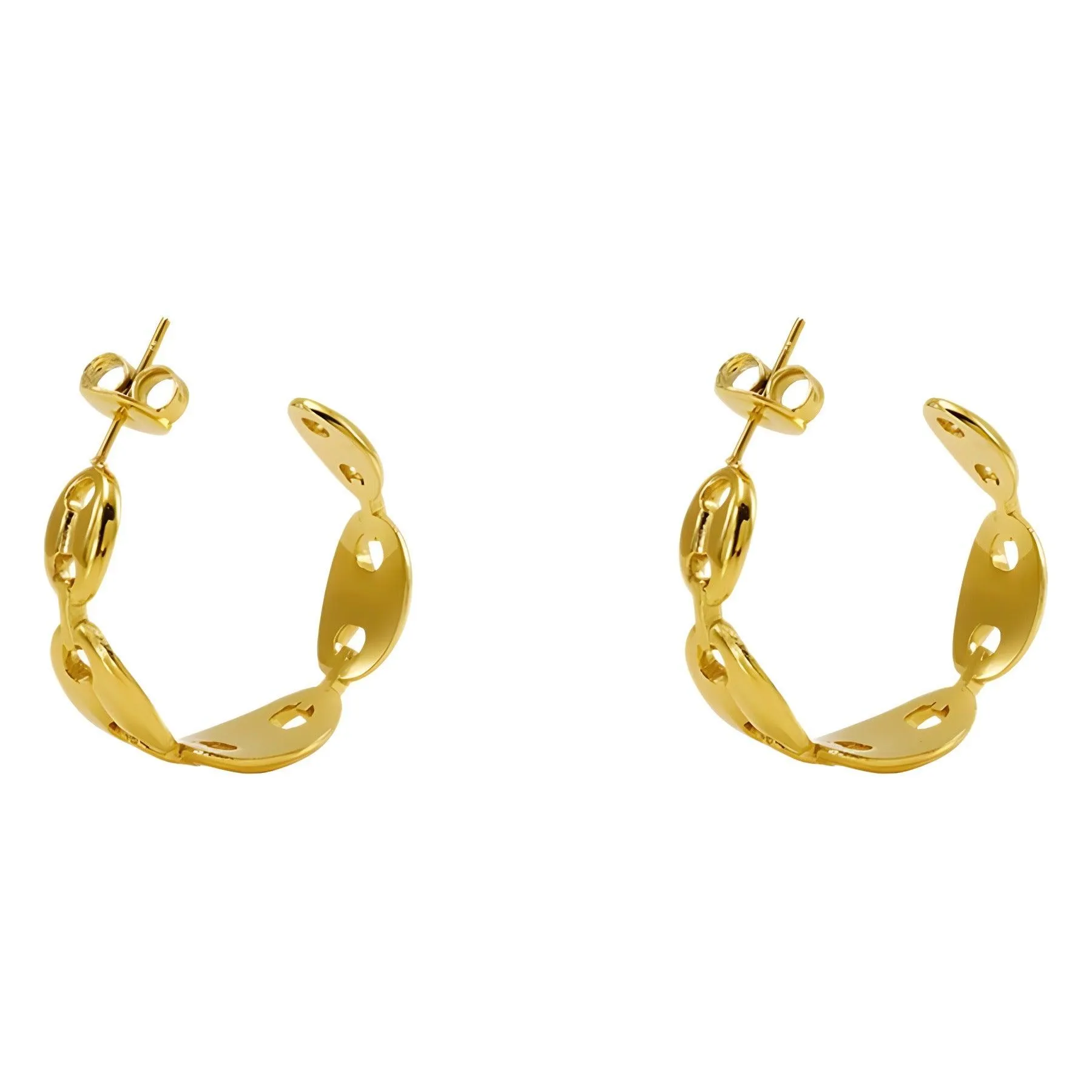 Elegant Gold Chain-Link Hoop Earrings – Trendy Fashion Statement