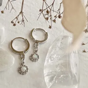 Eloise Opal and Rhinestone Hugger Hoop Earrings