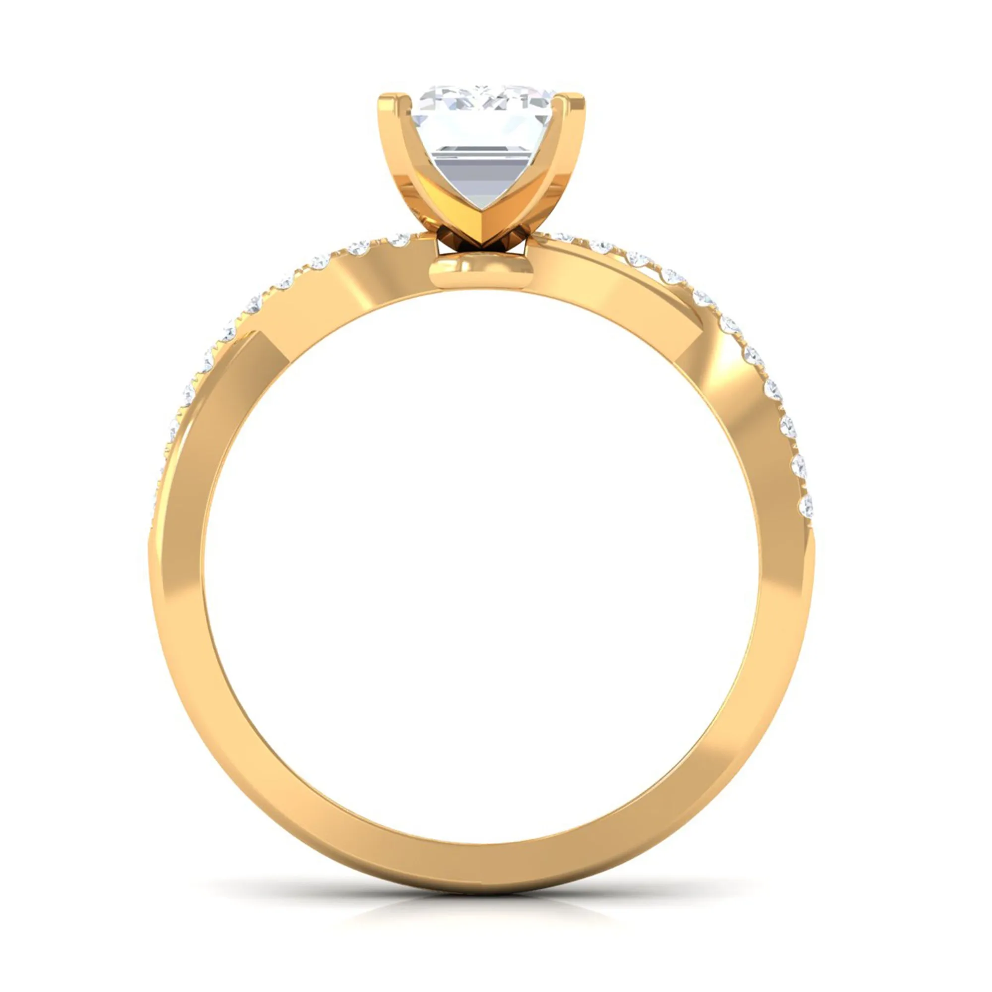 Emerald Cut Zircon Solitaire Ring in Infinity Shank