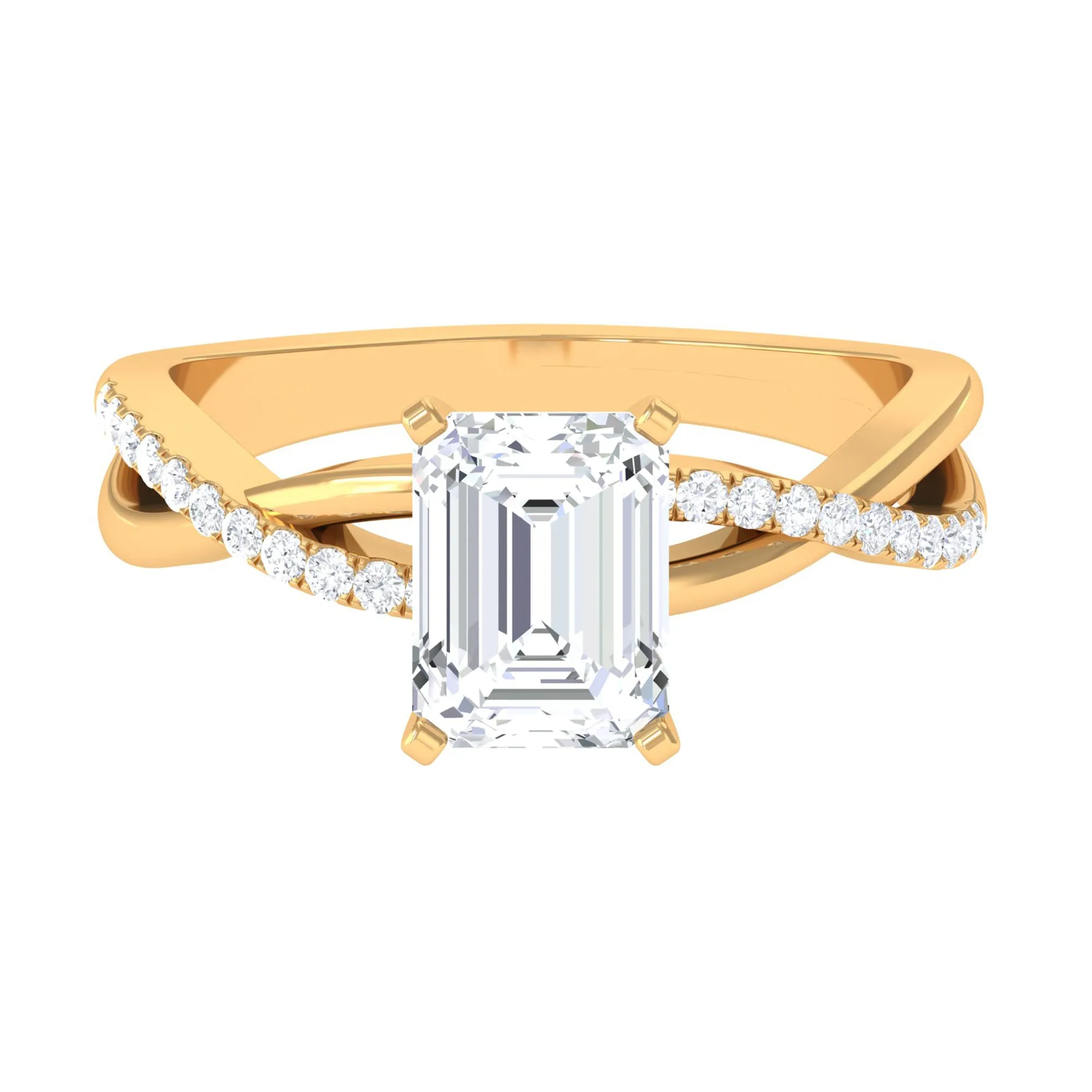 Emerald Cut Zircon Solitaire Ring in Infinity Shank