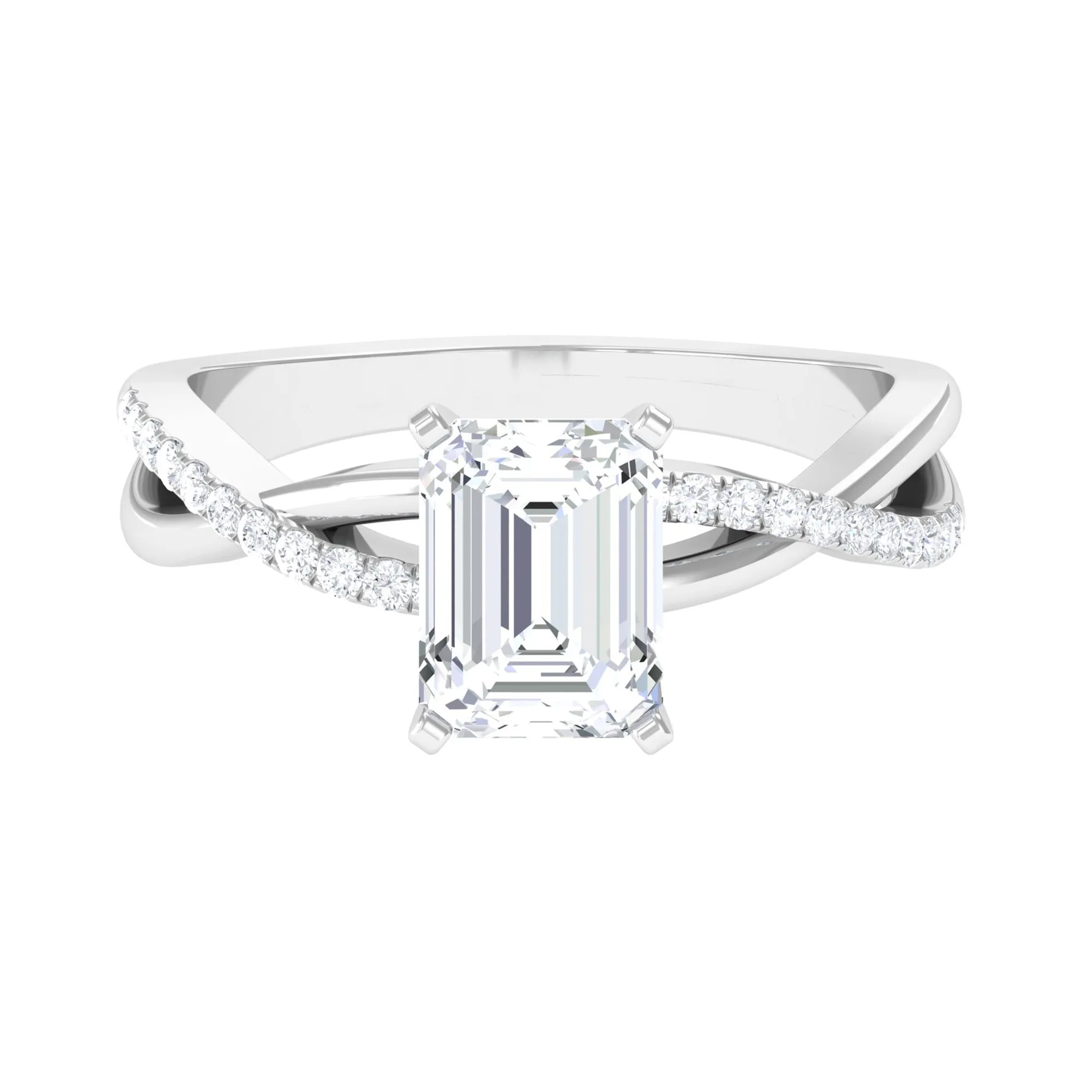 Emerald Cut Zircon Solitaire Ring in Infinity Shank
