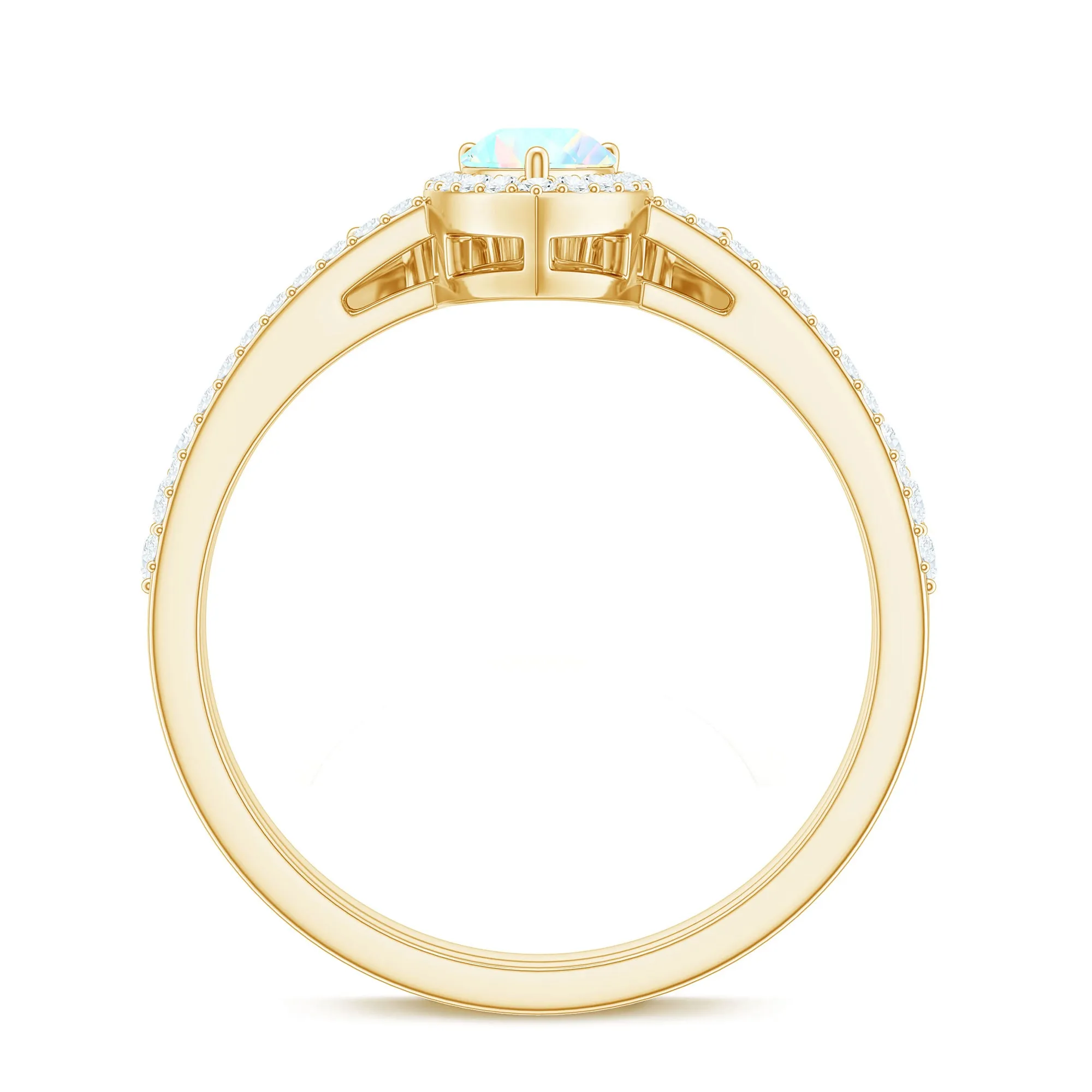 Ethiopian Opal Designer Teardrop Ring Set with Moissanite Halo