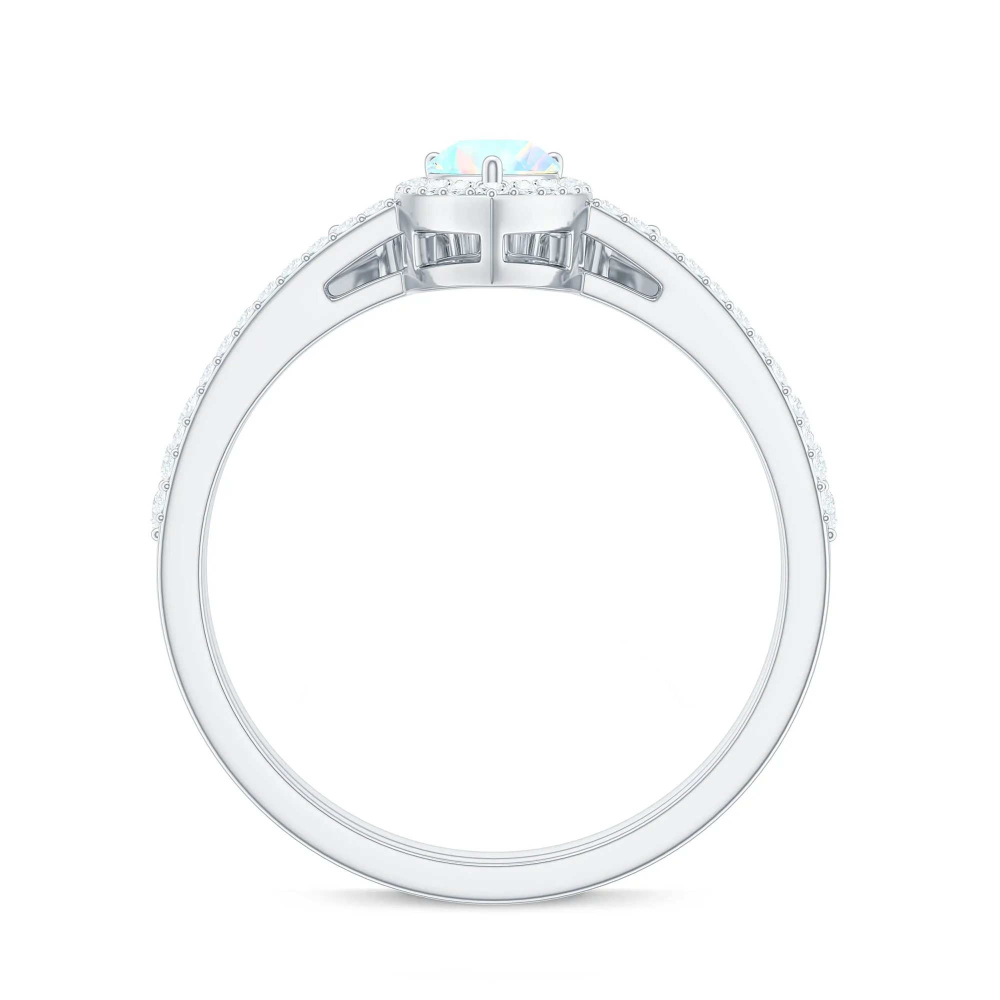 Ethiopian Opal Designer Teardrop Ring Set with Moissanite Halo