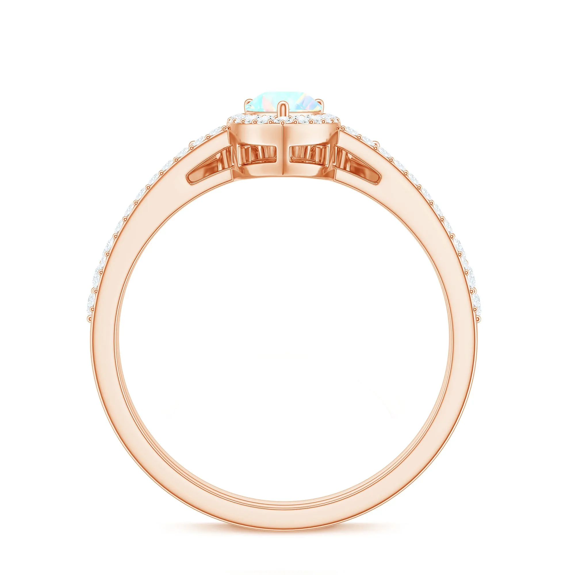 Ethiopian Opal Designer Teardrop Ring Set with Moissanite Halo