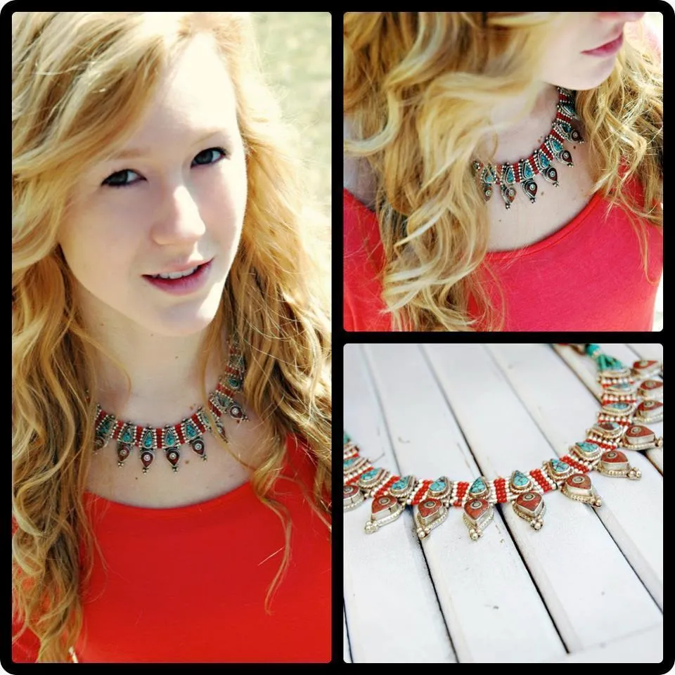 Exquisite Tibetan Turquoise and Coral Bead Necklace