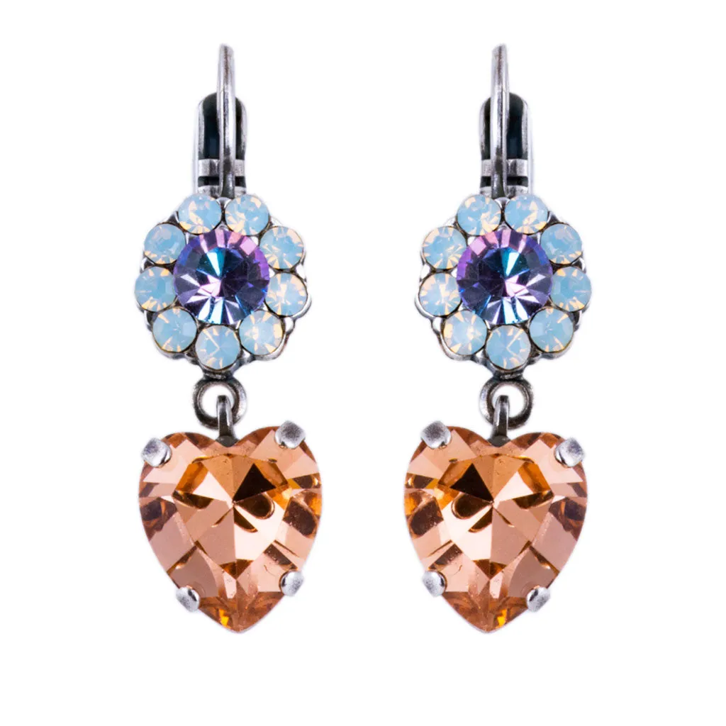 Flower Heart Leverback Earrings in "Ice Queen" *Custom*