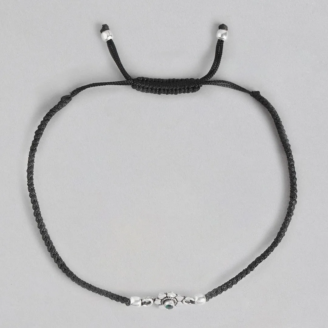 Flower Stone Studded 925 Sterling Silver Anklet