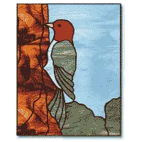Free Stained Glass Patterns - Red-Headed Woodpecker by Glass Patterns Quarterly Magazine