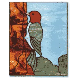 Free Stained Glass Patterns - Red-Headed Woodpecker by Glass Patterns Quarterly Magazine