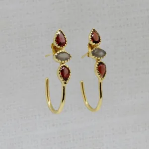 Gemstone and Gold Ariel Hoop Earrings