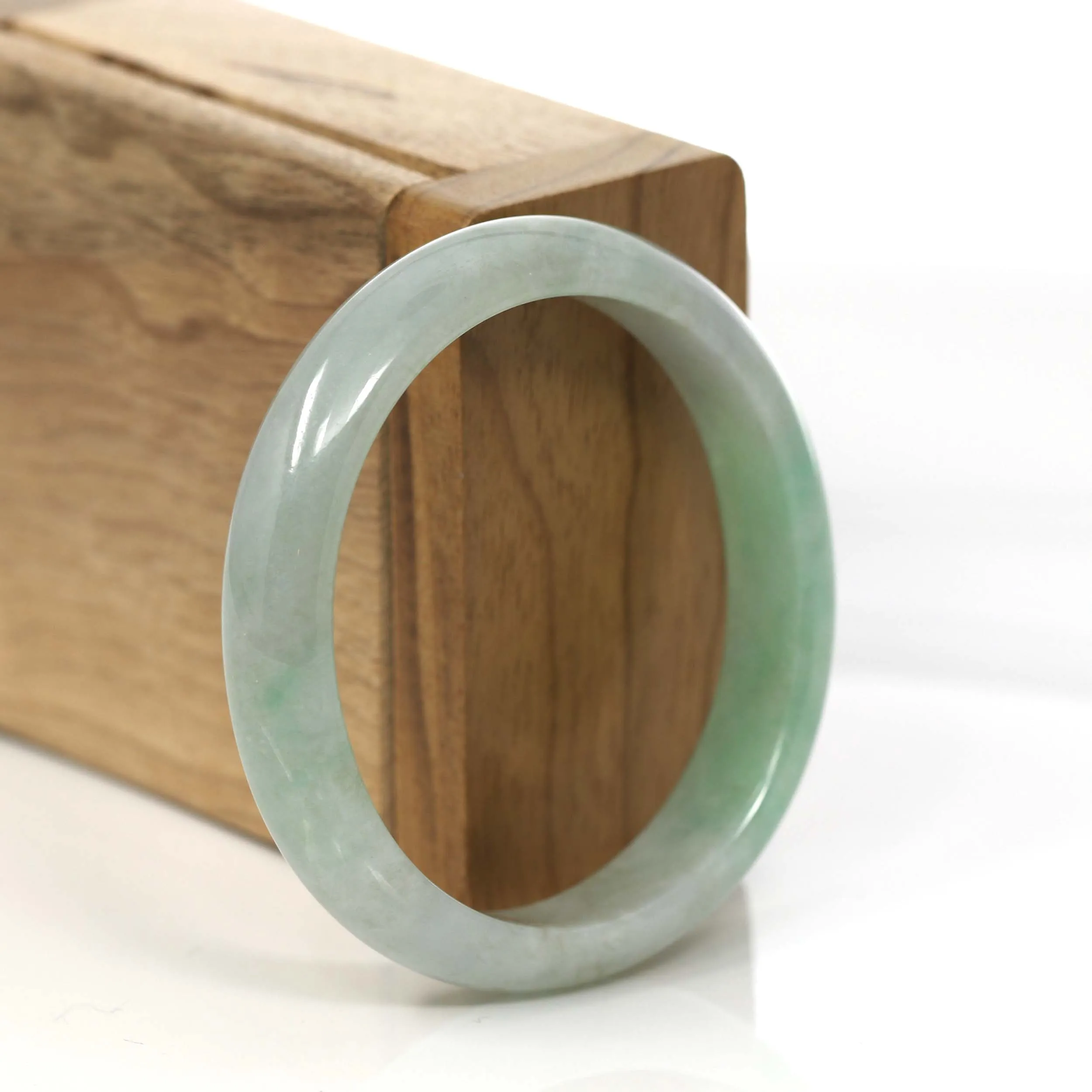 Genuine Burmese Green Jadeite Jade Oval Bangle (55.58 mm) #357