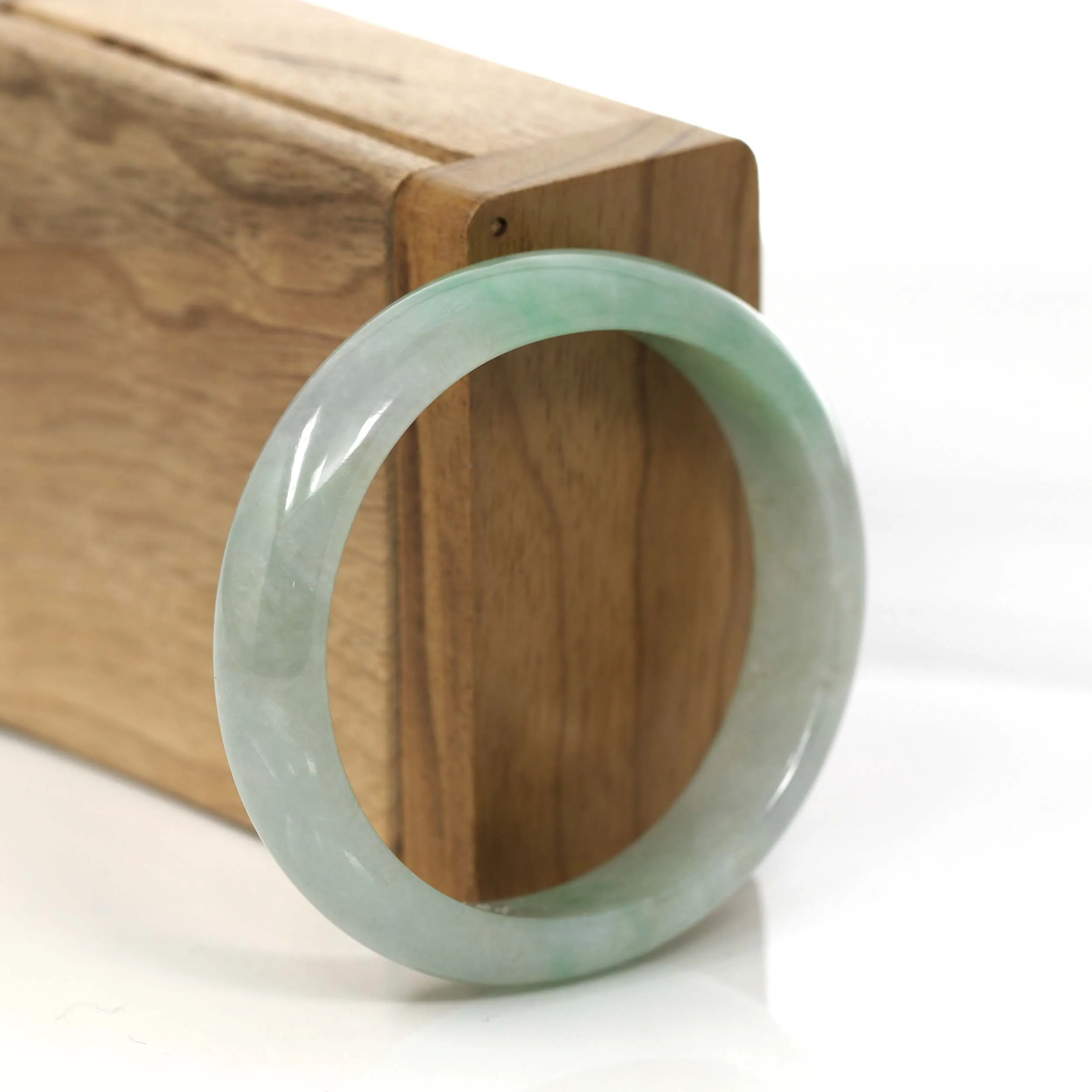 Genuine Burmese Green Jadeite Jade Oval Bangle (55.58 mm) #357