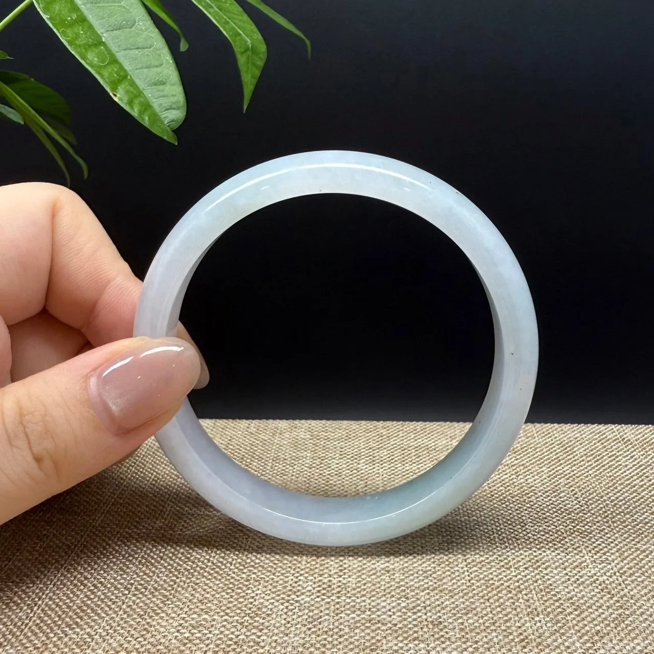 Genuine Burmese Lavender Green  Jade Jadeite Bangle Bracelet ( 60.6mm )