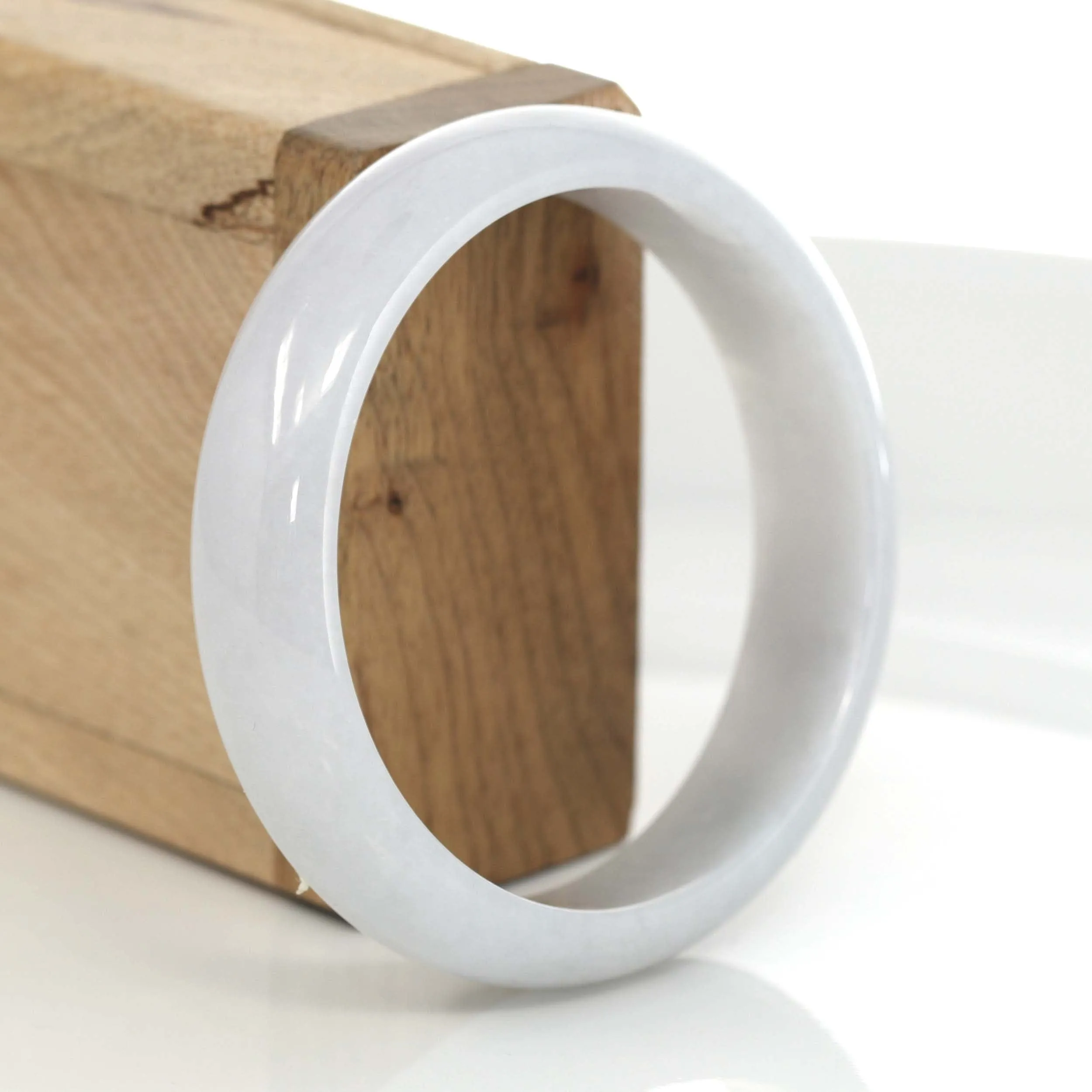 Genuine Burmese White Lavender Jadeite Jade Bangle Bracelet (58.42 mm) #628