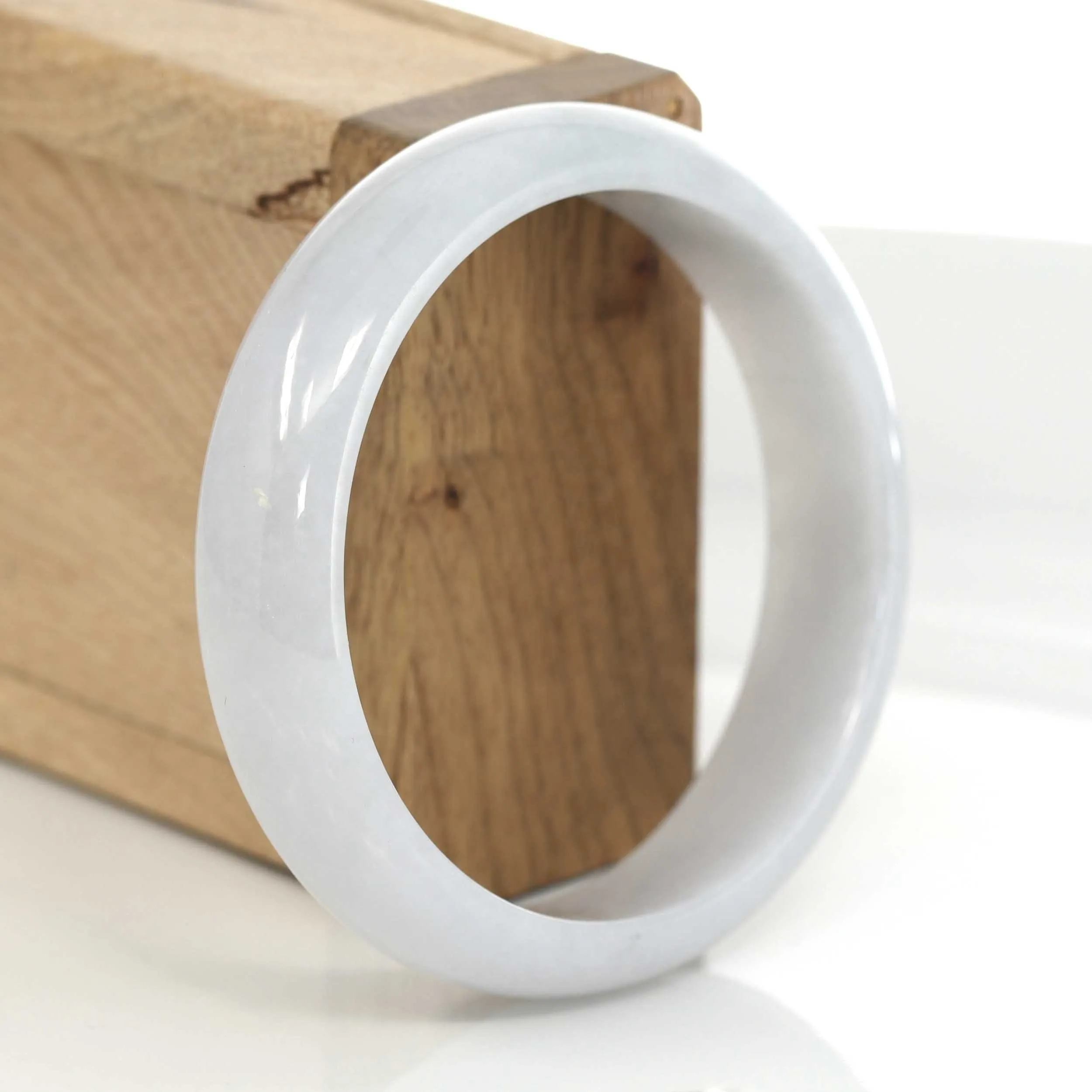 Genuine Burmese White Lavender Jadeite Jade Bangle Bracelet (58.42 mm) #628