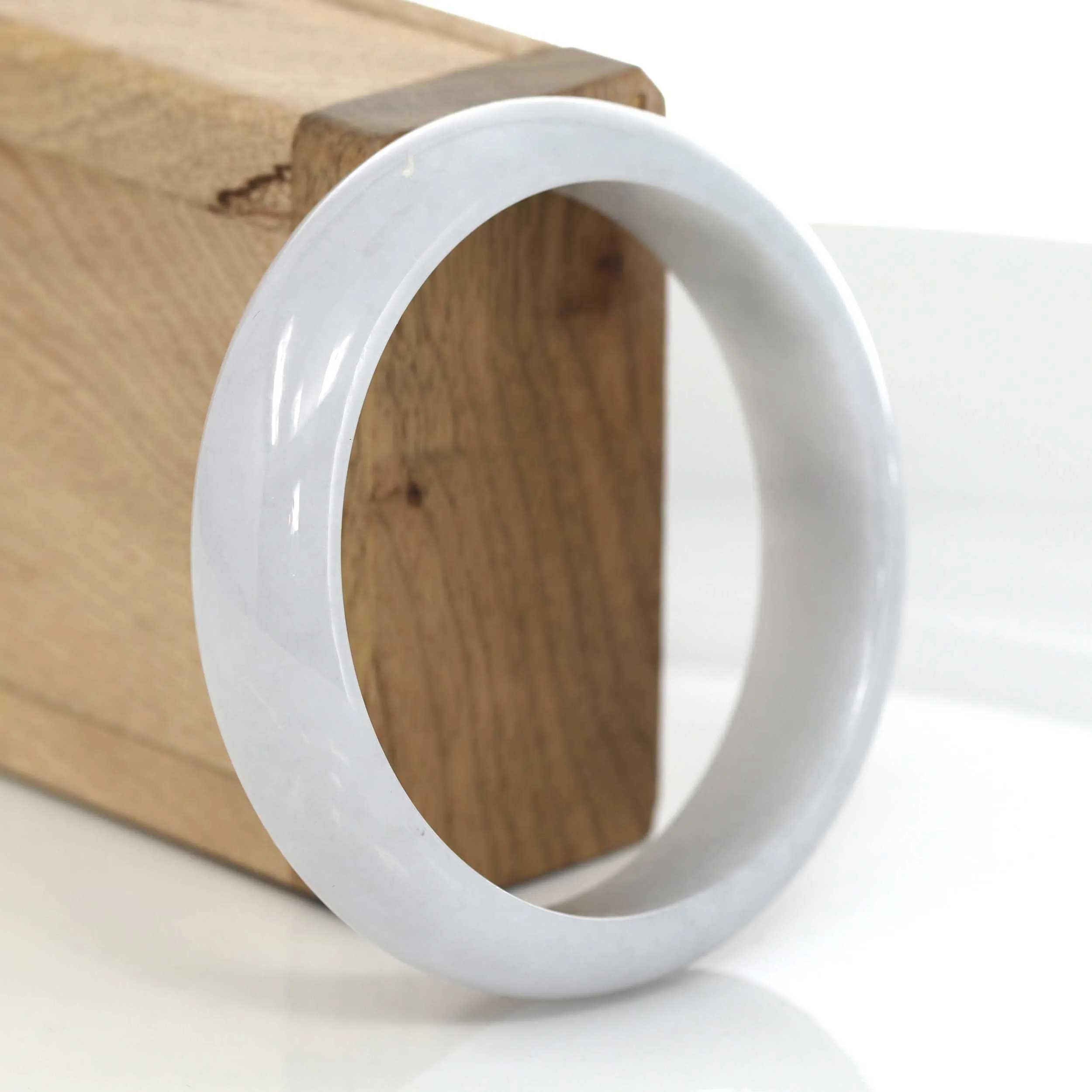 Genuine Burmese White Lavender Jadeite Jade Bangle Bracelet (58.42 mm) #628