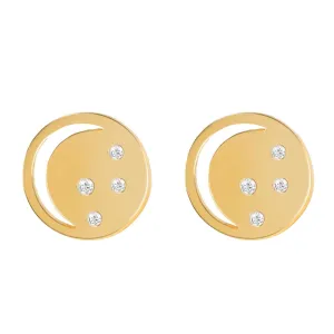 Gold Earrings White Topaz Eclipse