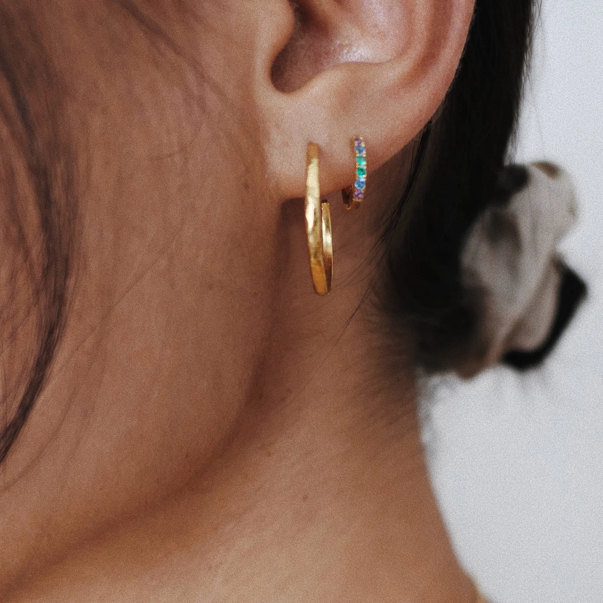 Gold Kaleidoscpe Huggie Hoop Earrings