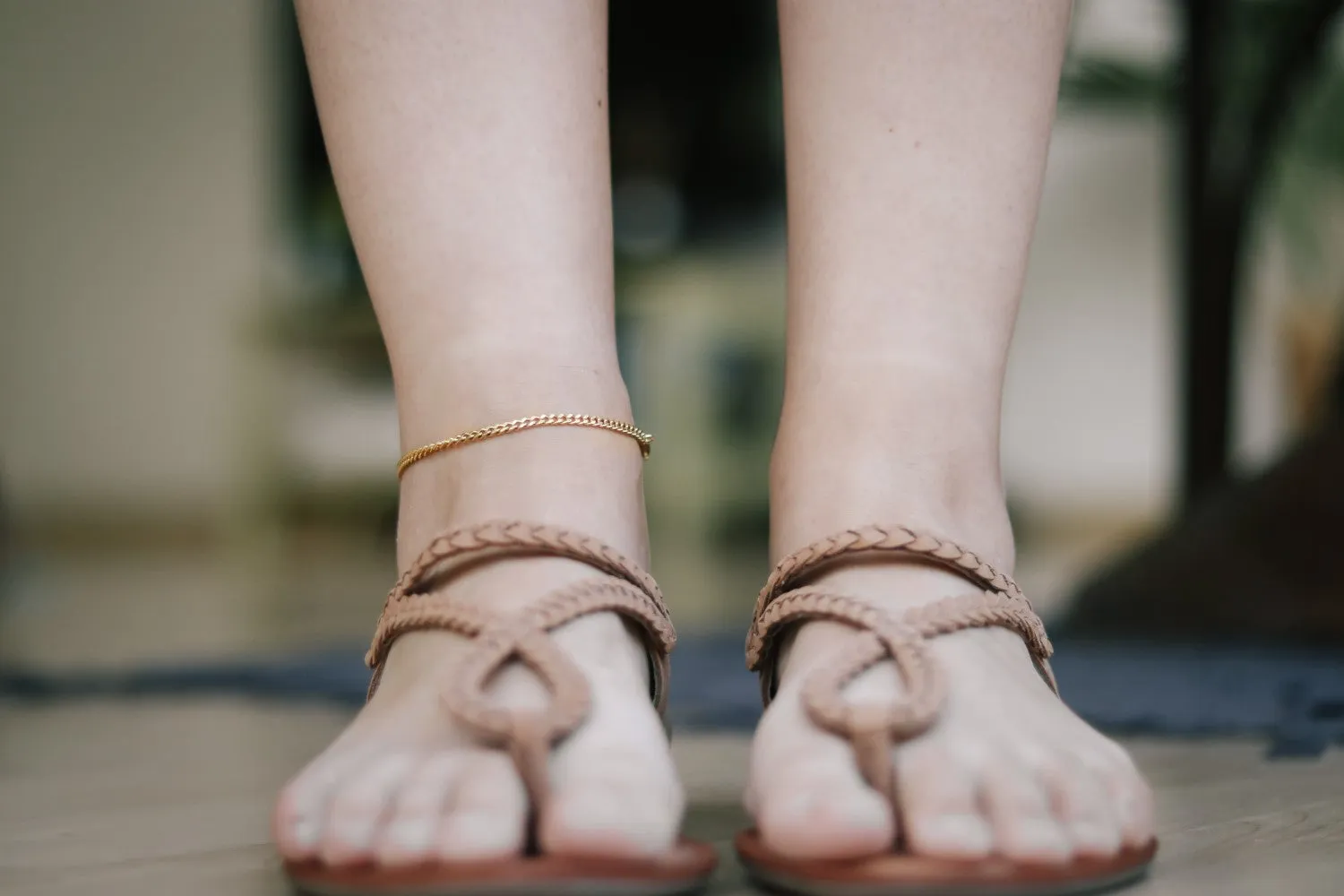 Gold tone chain anklet, ankle bracelet, gift for her